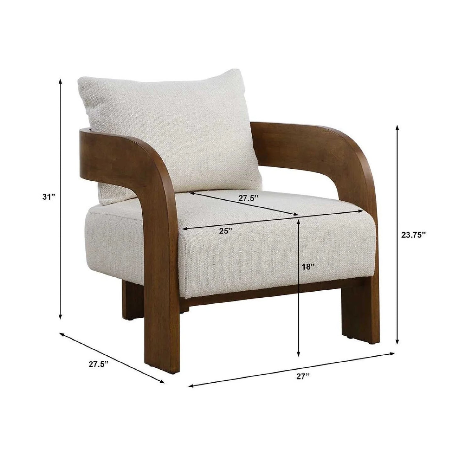 Luxury Solid Oak T-Back Accent Chair European Style for Villa