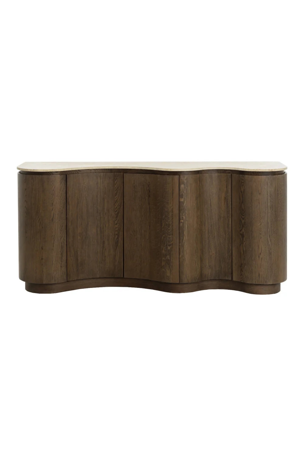 Luxury Solid Oak Travertine Top Sideboard European Style for Villa