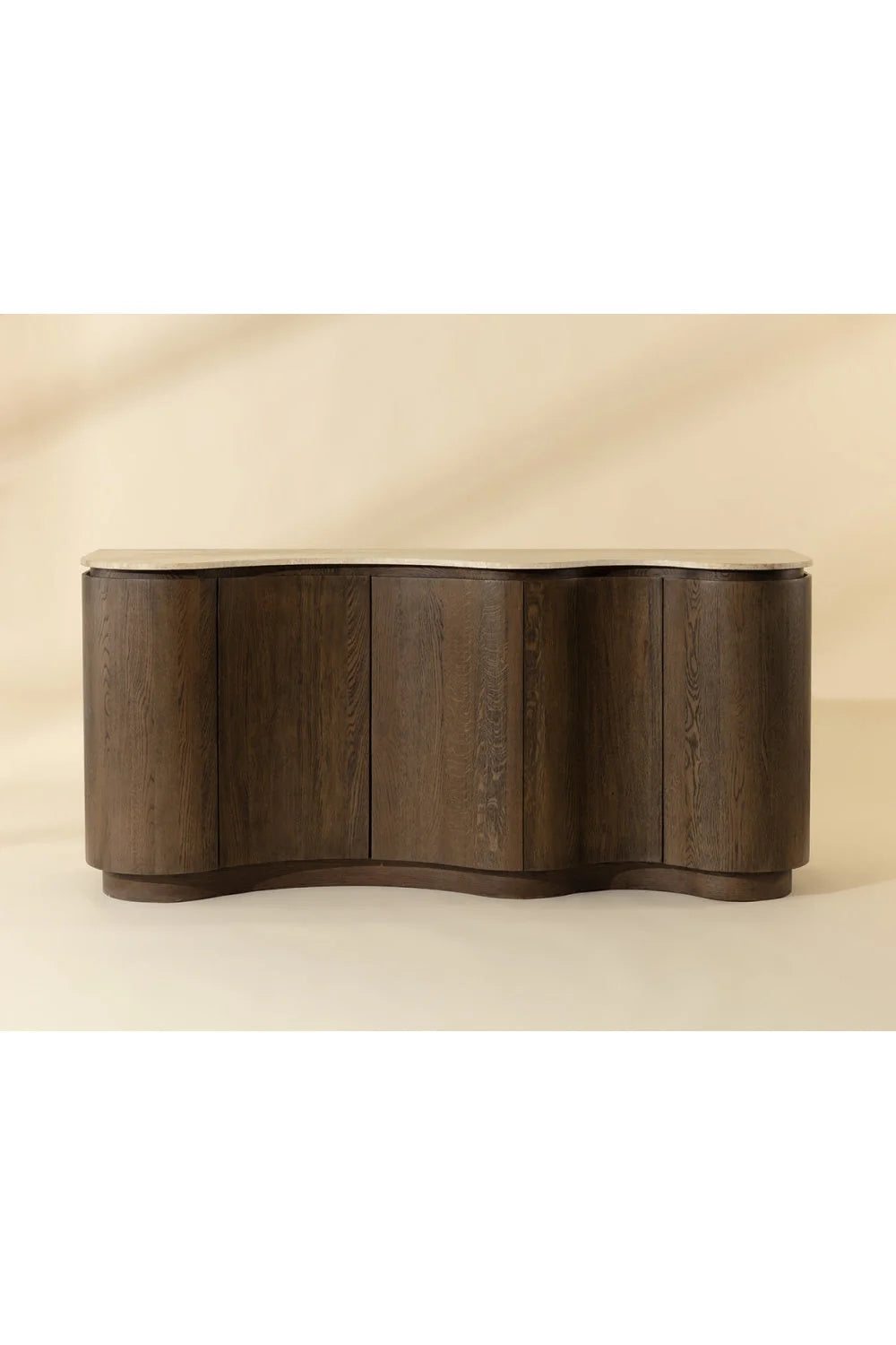Luxury Solid Oak Travertine Top Sideboard European Style for Villa