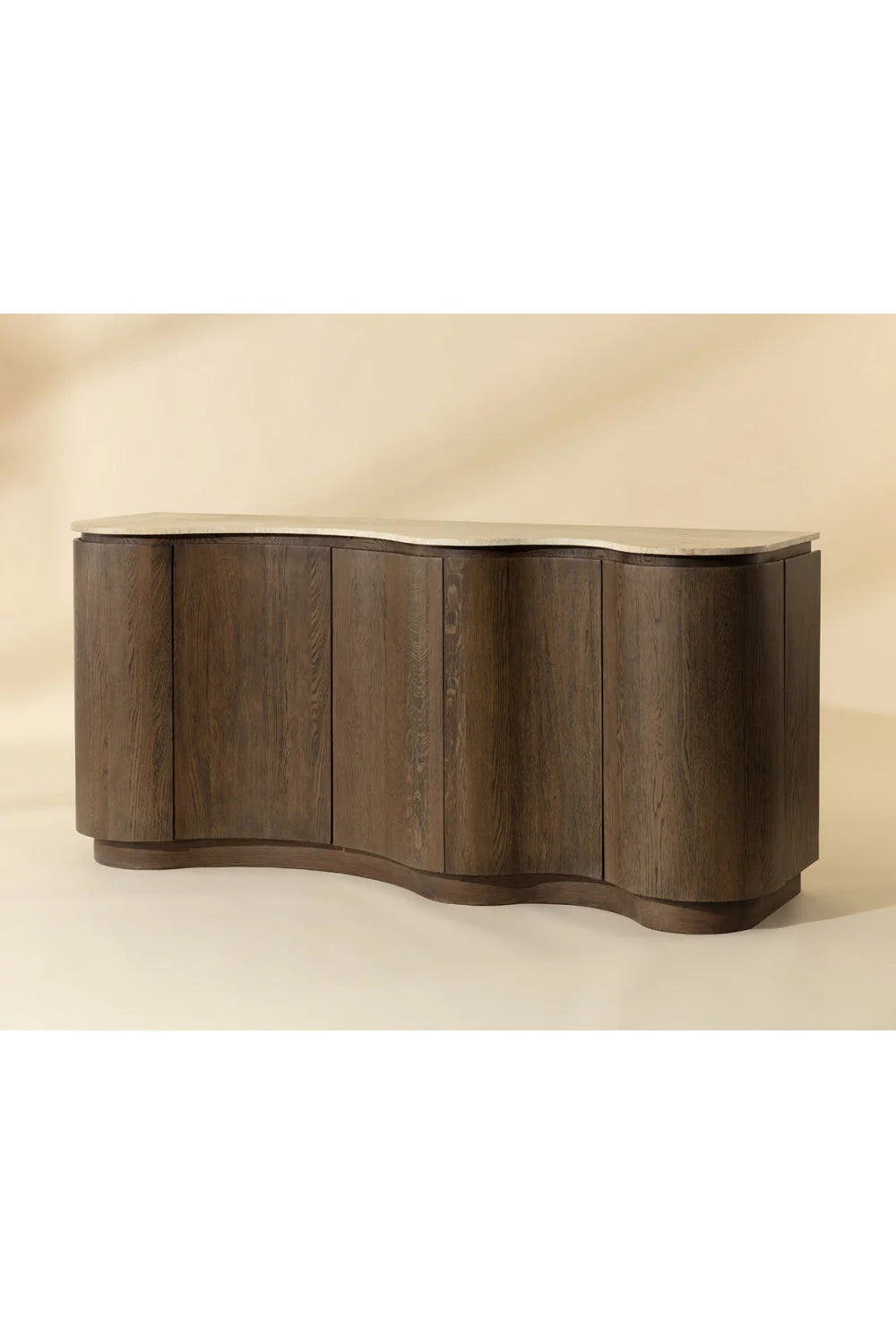 Luxury Solid Oak Travertine Top Sideboard European Style for Villa