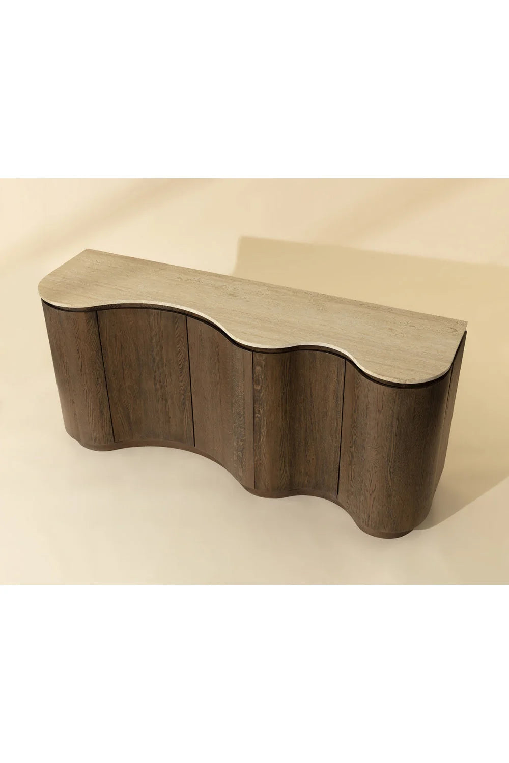 Luxury Solid Oak Travertine Top Sideboard European Style for Villa