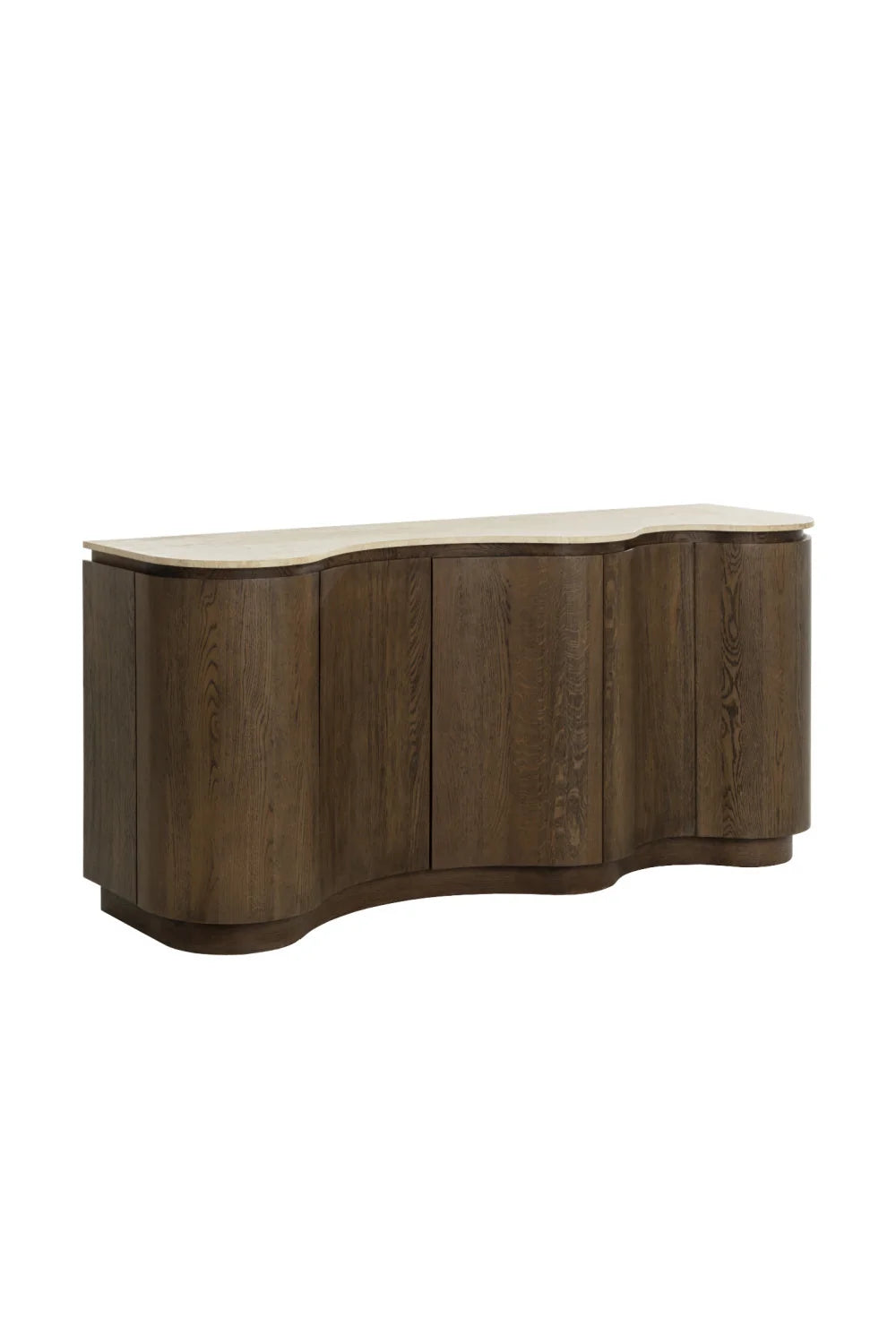 Luxury Solid Oak Travertine Top Sideboard European Style for Villa