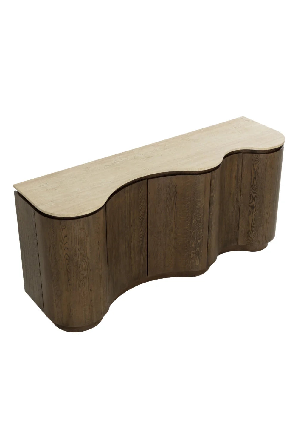 Luxury Solid Oak Travertine Top Sideboard European Style for Villa
