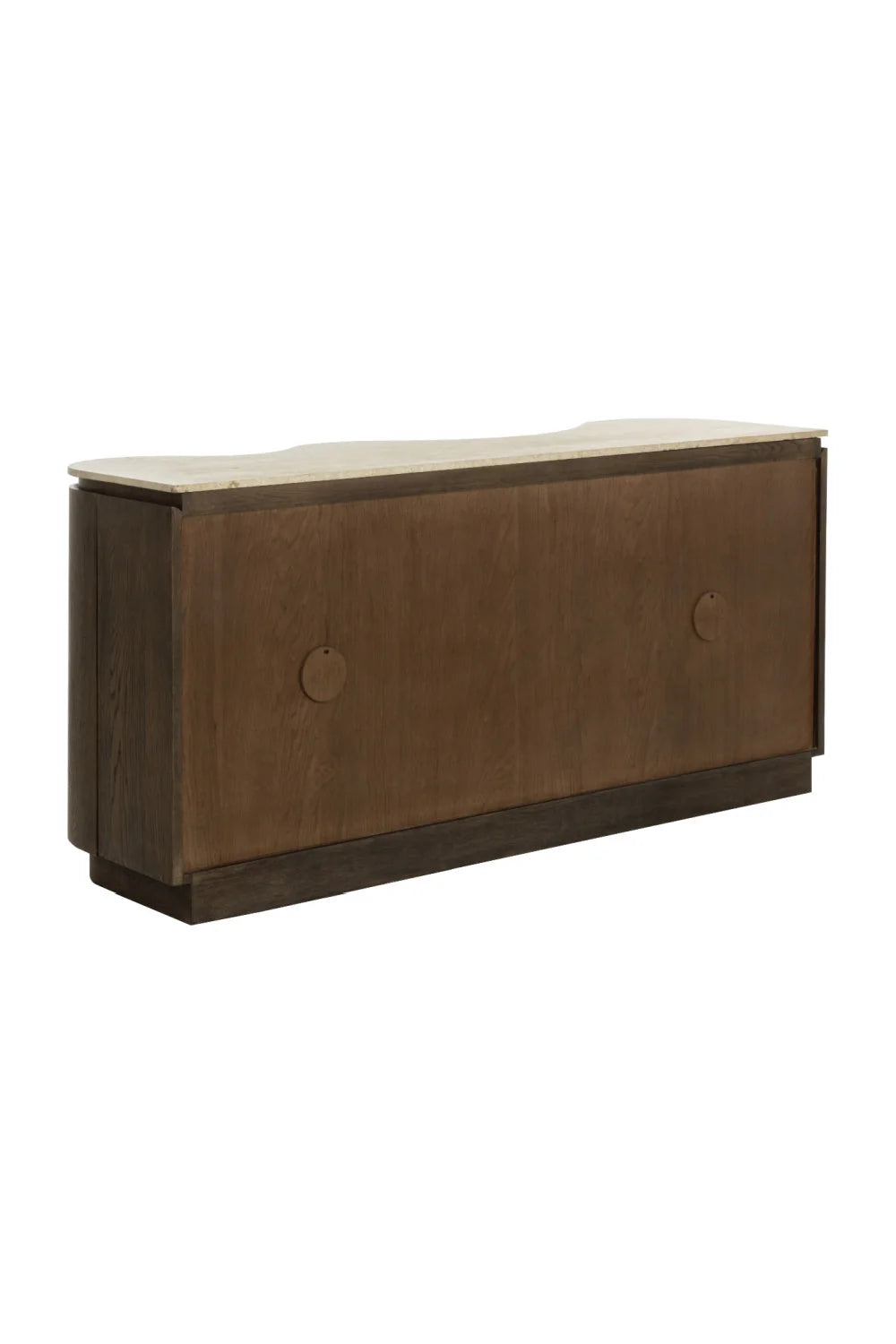 Luxury Solid Oak Travertine Top Sideboard European Style for Villa