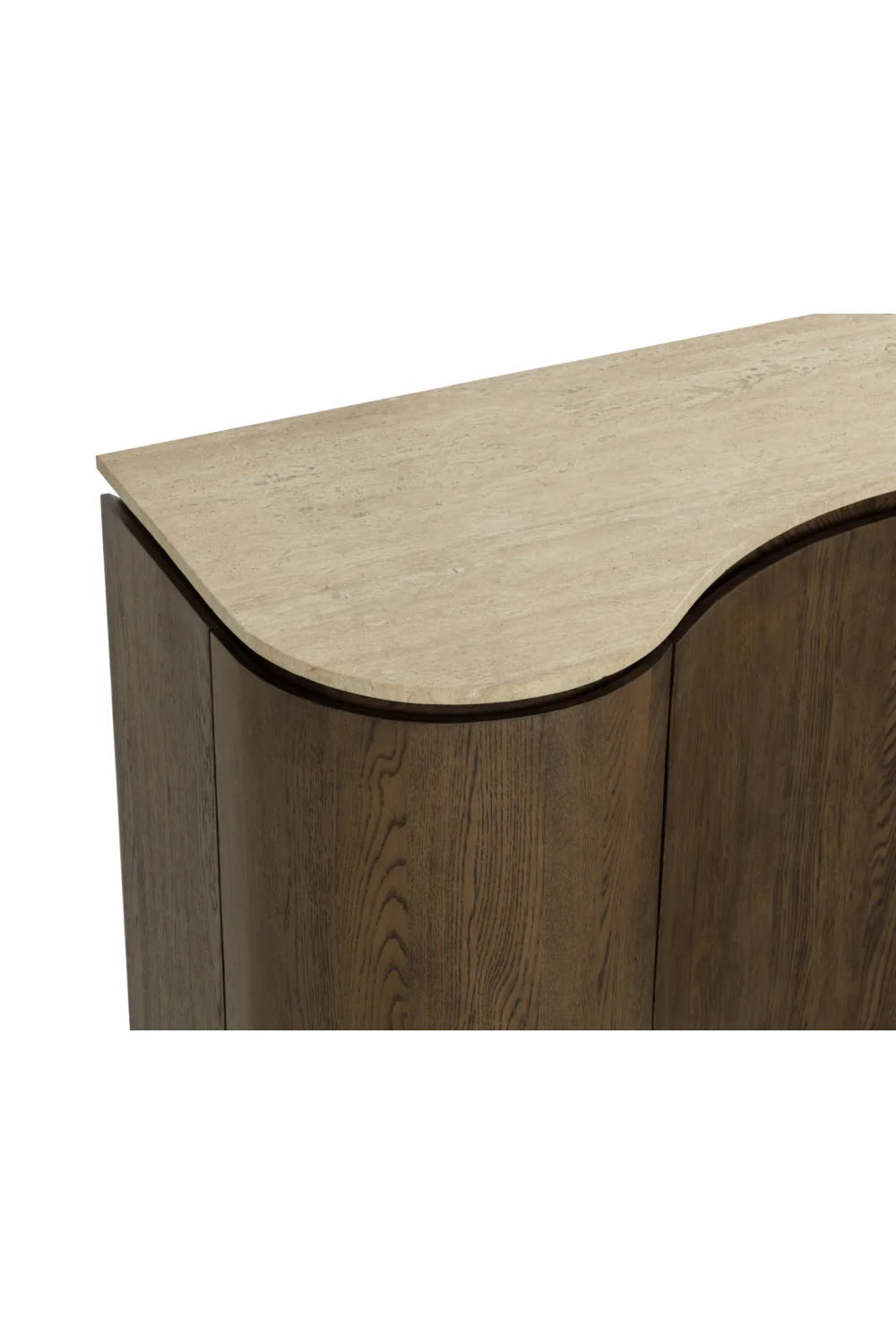 Luxury Solid Oak Travertine Top Sideboard European Style for Villa