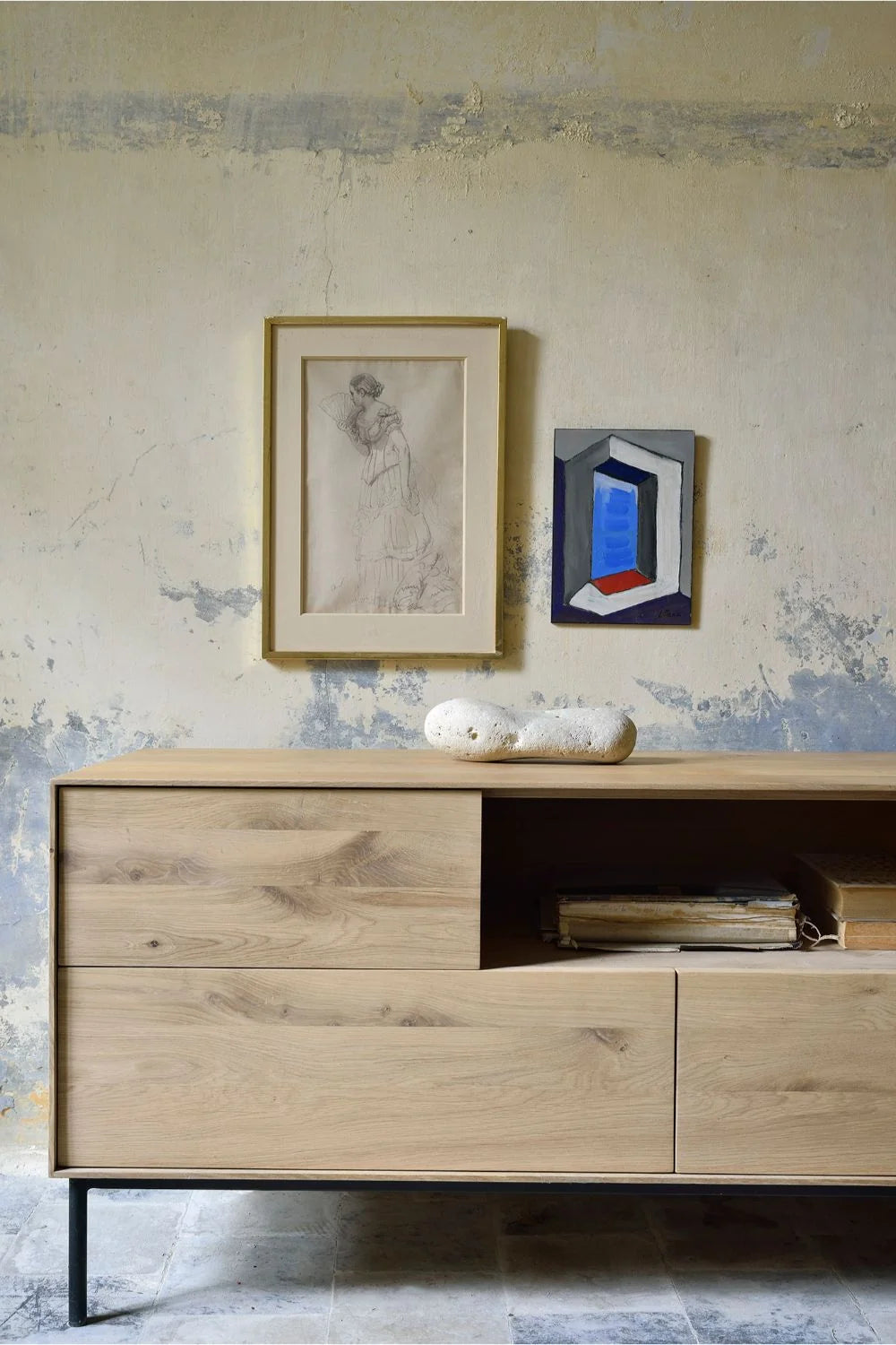 Luxury Solid Oak TV Cupboard Modern Italian Style for Villa