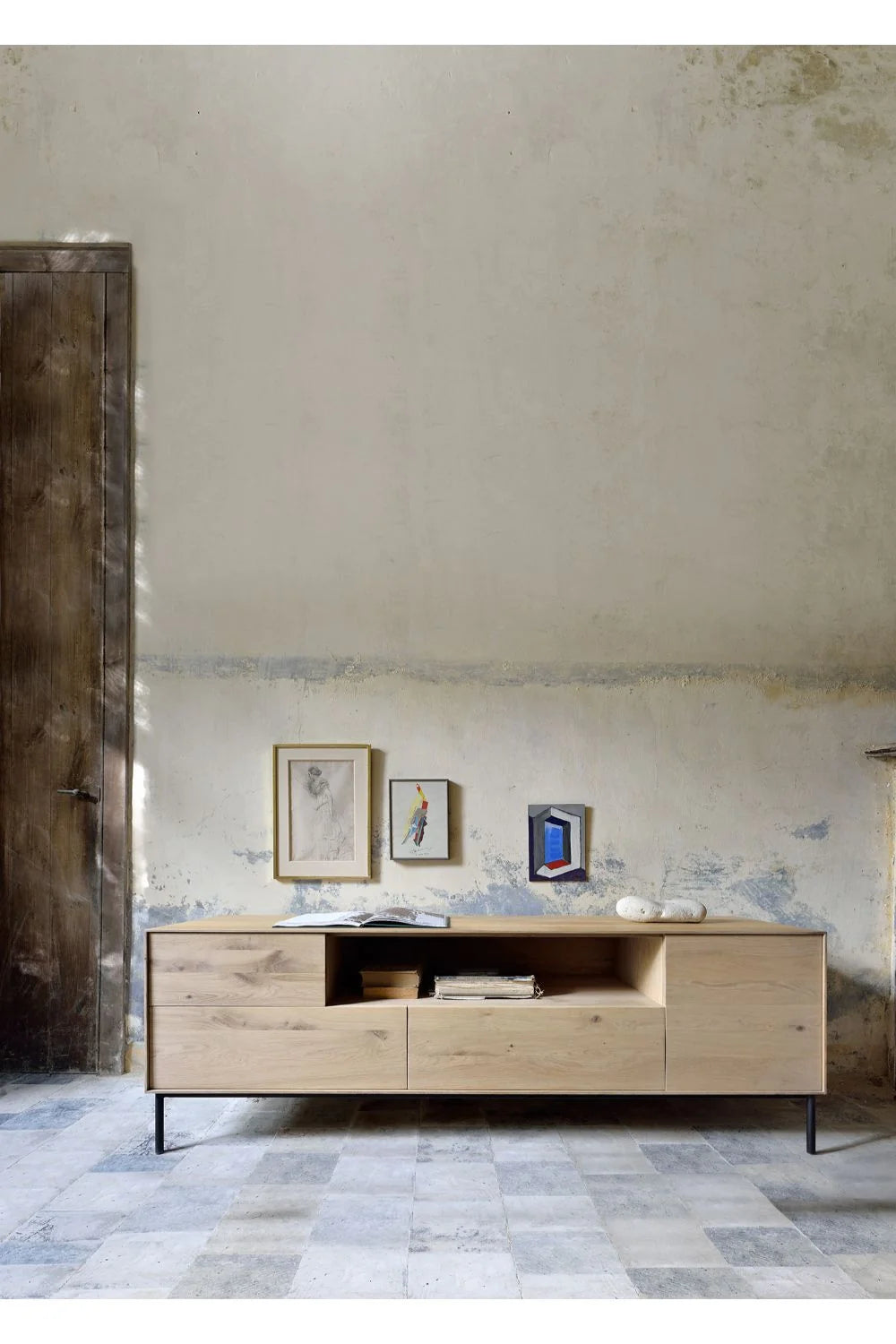 Luxury Solid Oak TV Cupboard Modern Italian Style for Villa