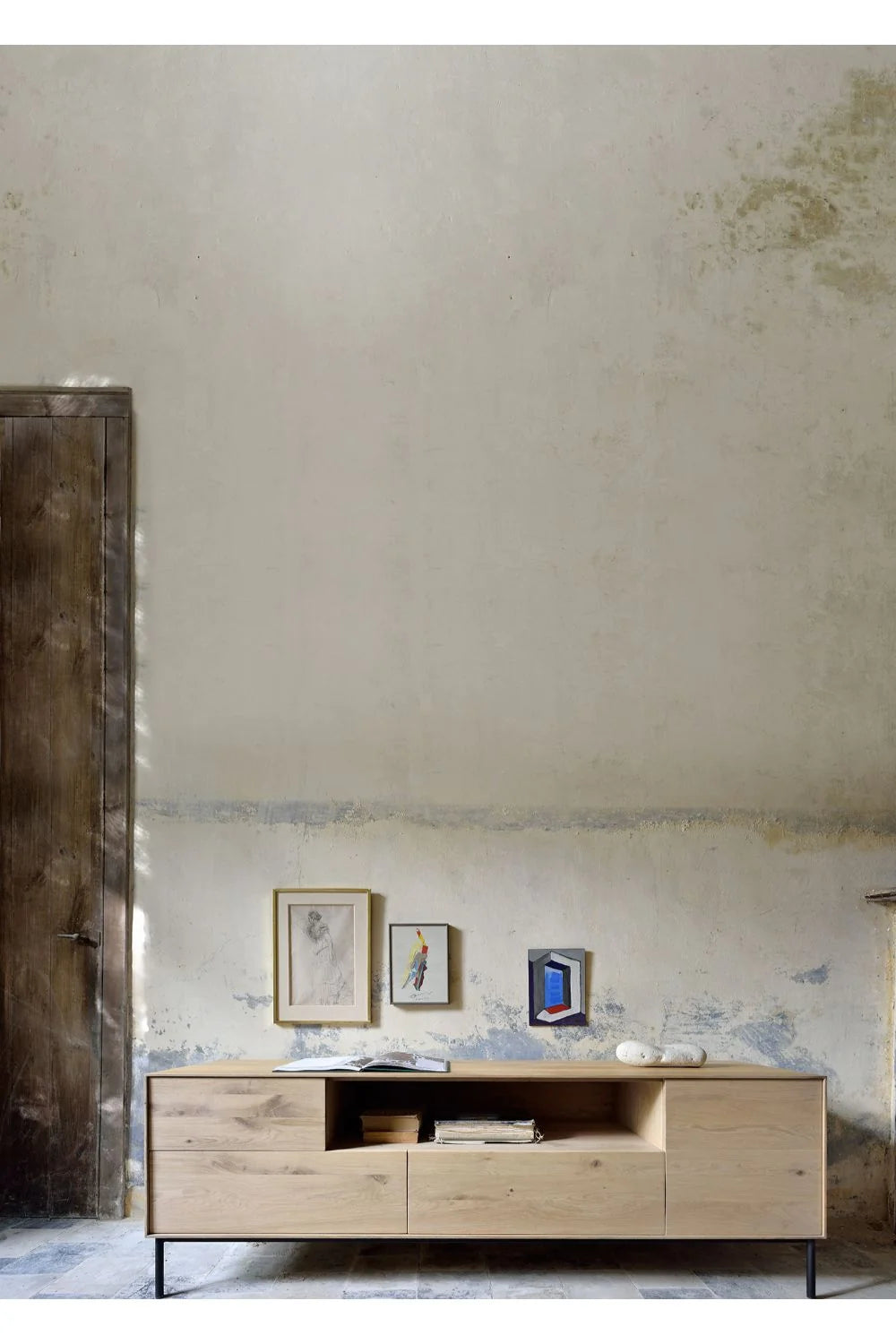 Luxury Solid Oak TV Cupboard Modern Italian Style for Villa