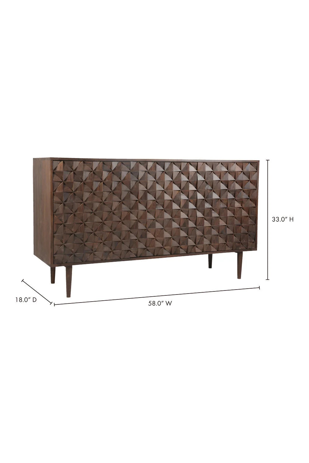 Luxury Solid Sheesham 3-Door Sideboard European Style for Villa