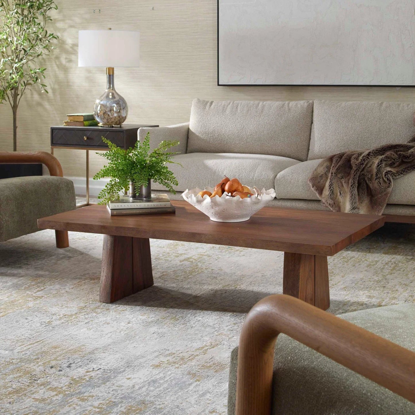 Luxury Solid Suar Wood Coffee Table Modern Italian Style for Villa