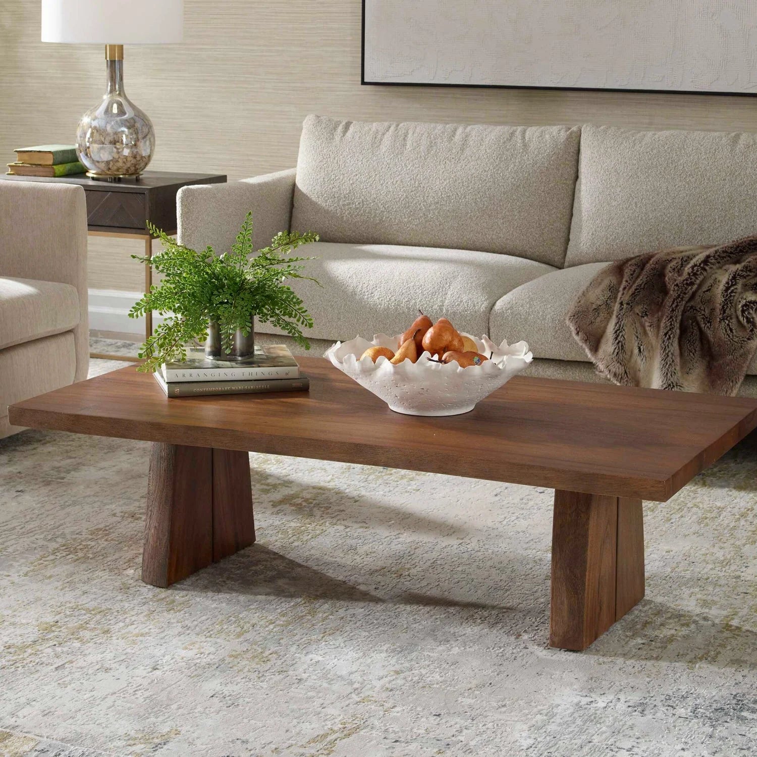 Luxury Solid Suar Wood Coffee Table Modern Italian Style for Villa