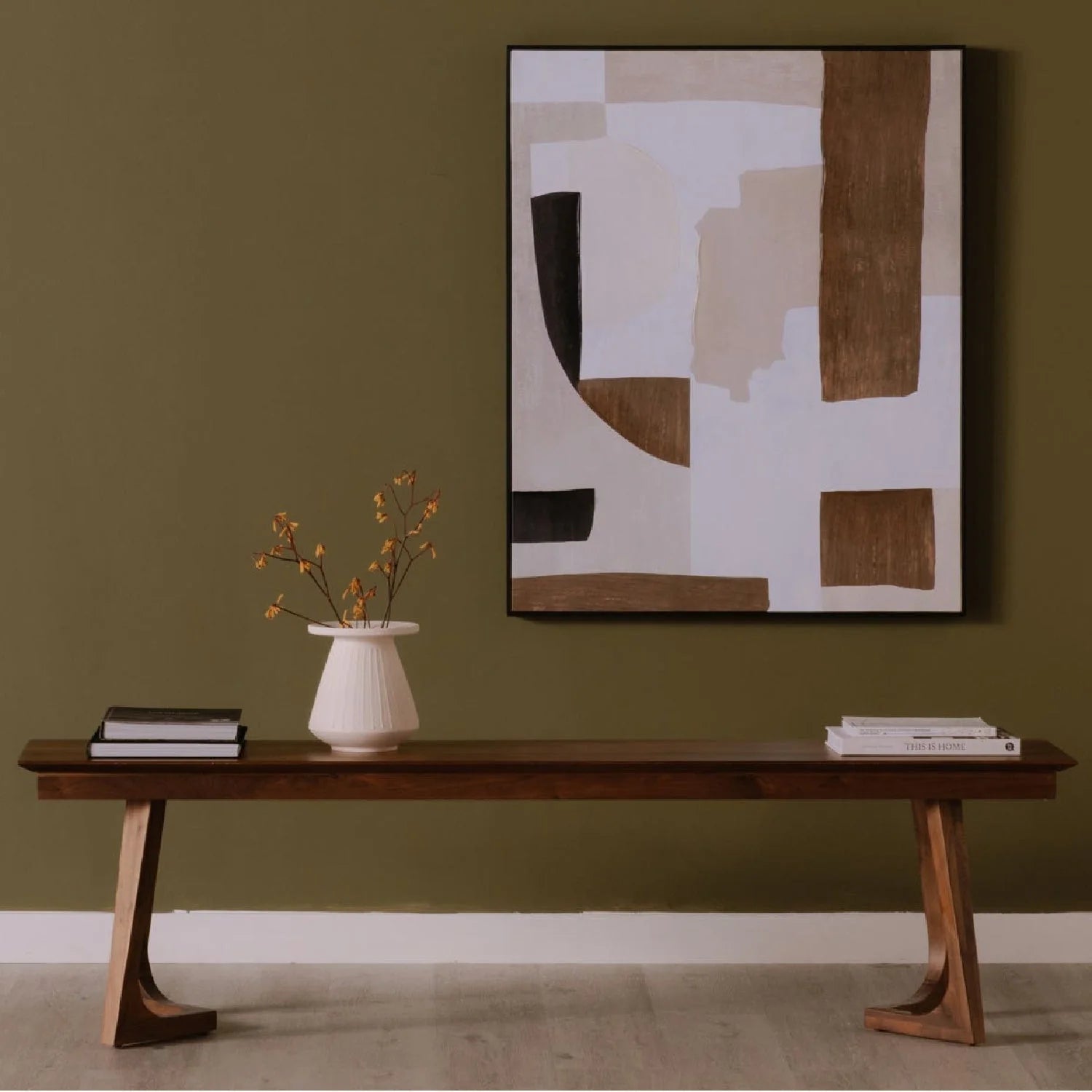 Luxury Solid Walnut Bench European Style for Villa