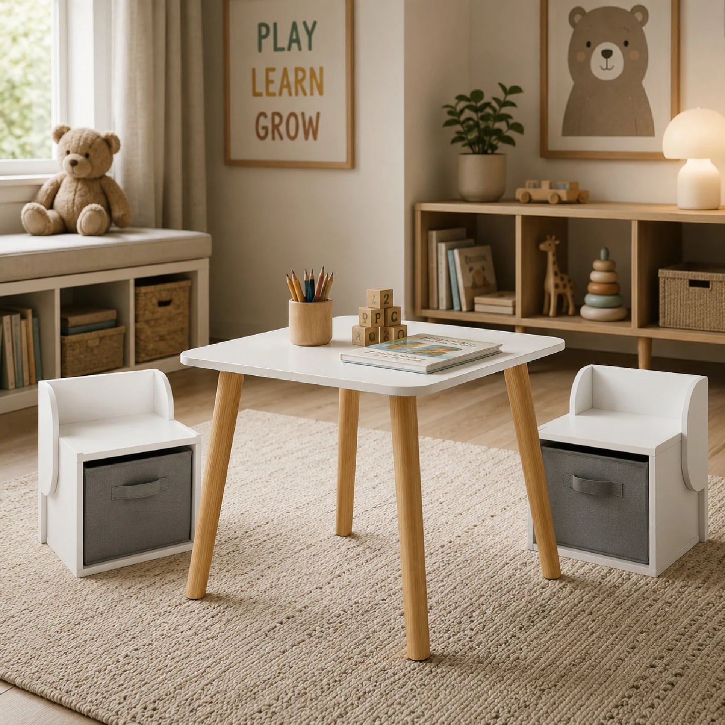 Luxury Solid Wood Activity Modern Kids Set European Style for Villa