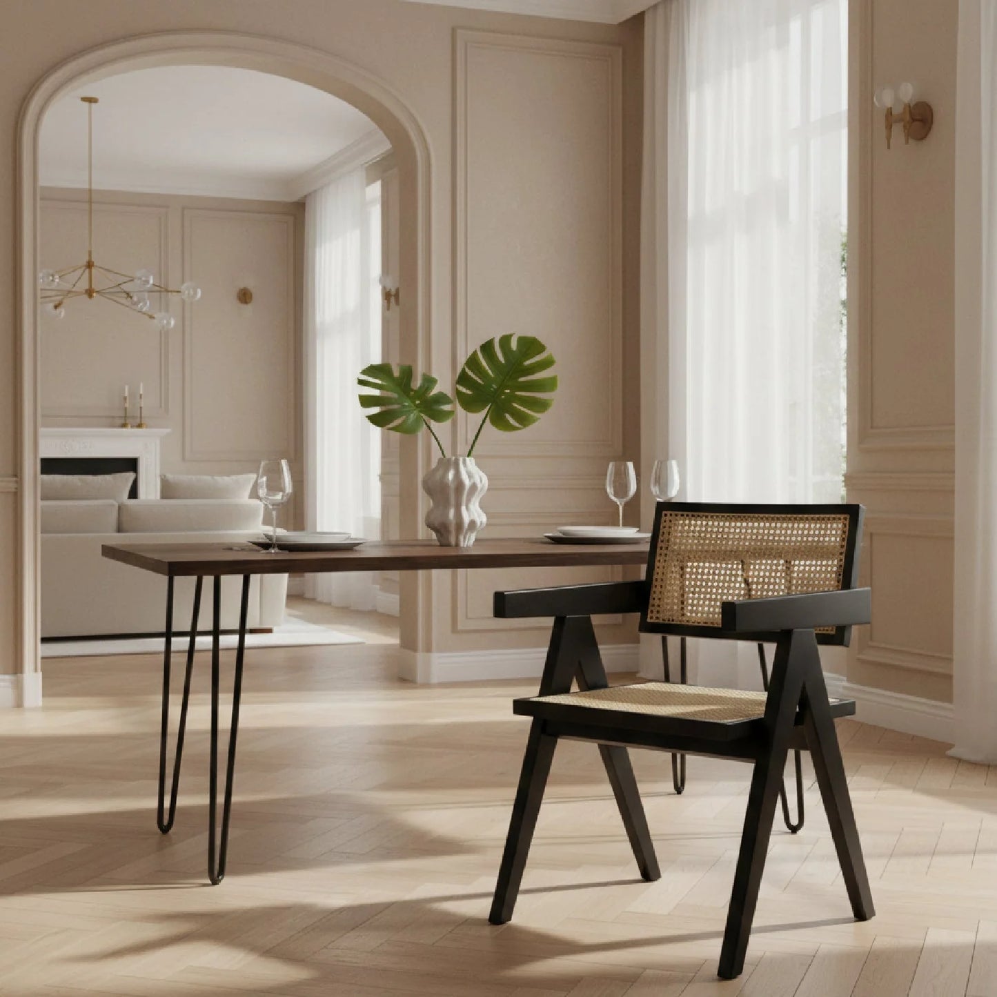 Luxury Solid Wood Dining Armchair European Style for Villa