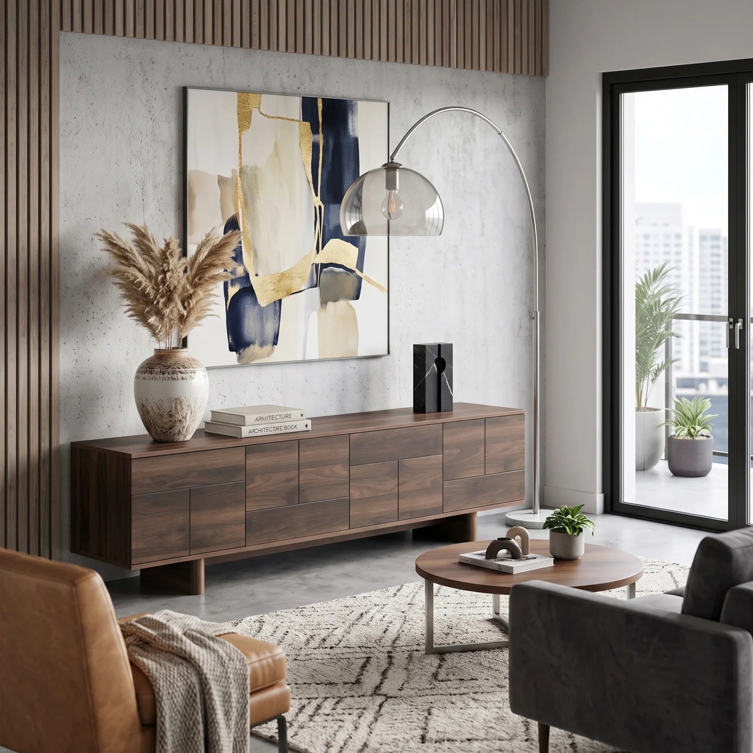 Luxury Solid Wood Media Unit Modern Italian Style for Villa