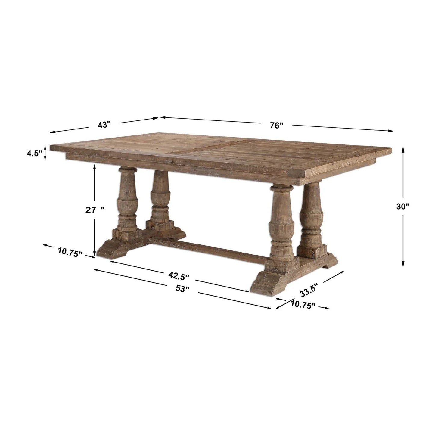 Luxury Solid Wood Rectangular Dining Table Modern Italian Style for Villa