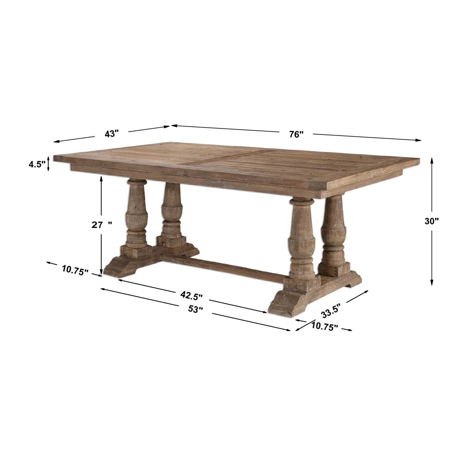 Luxury Solid Wood Rectangular Dining Table Modern Italian Style for Villa