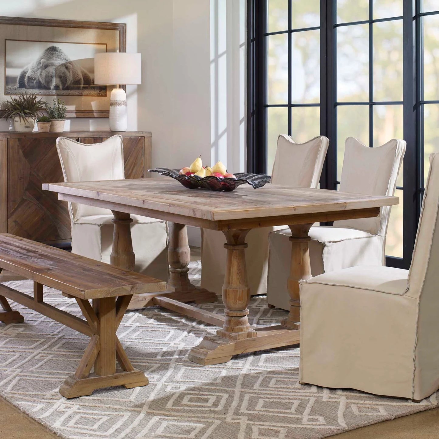 Luxury Solid Wood Rectangular Dining Table Modern Italian Style for Villa