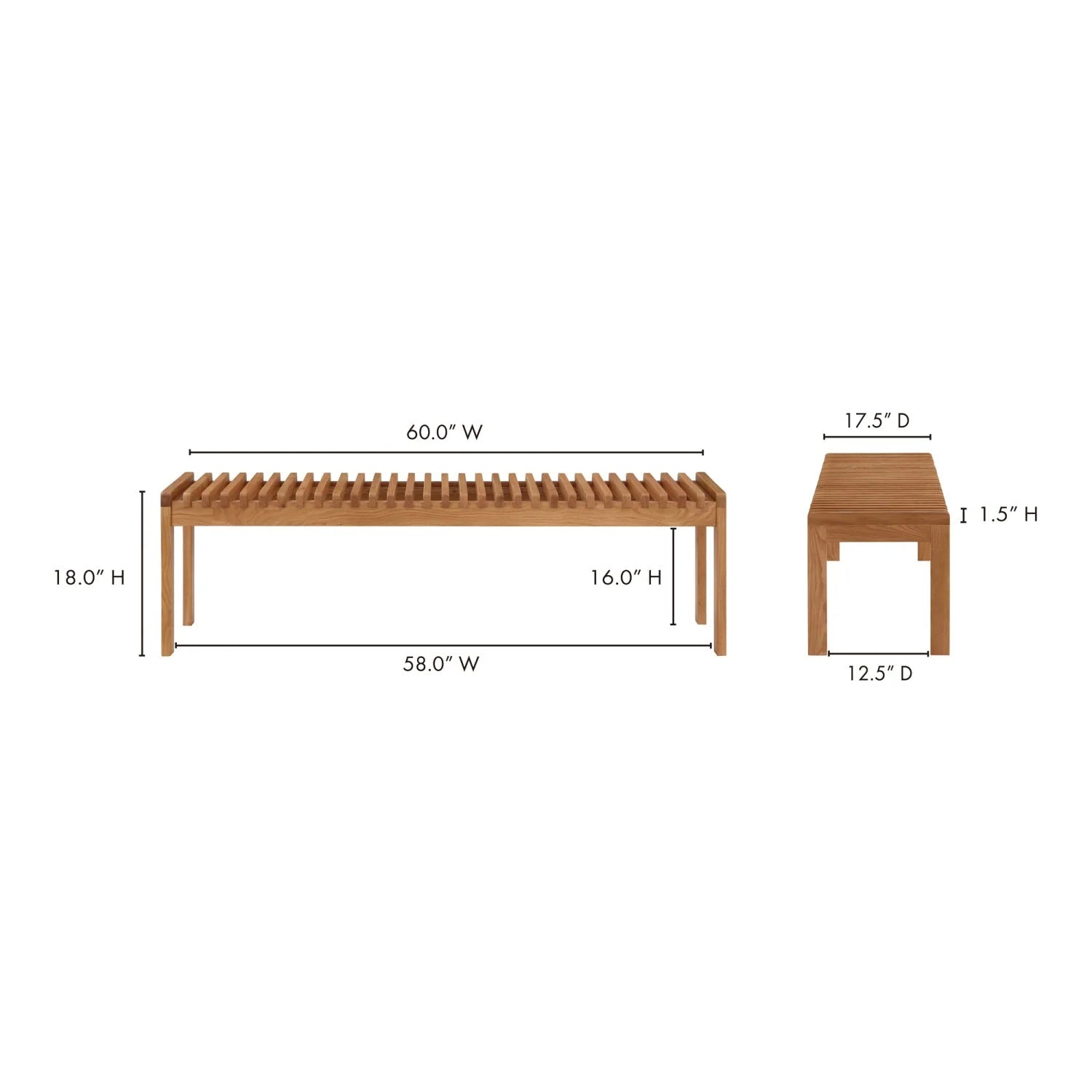 Luxury Solid Wood Slatted Bench European Style for Villa