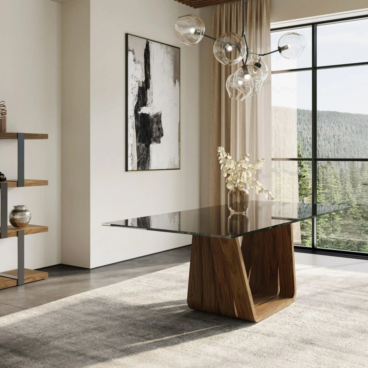 Luxury Solvang Glass Dining Table Modern Italian Style for Villa