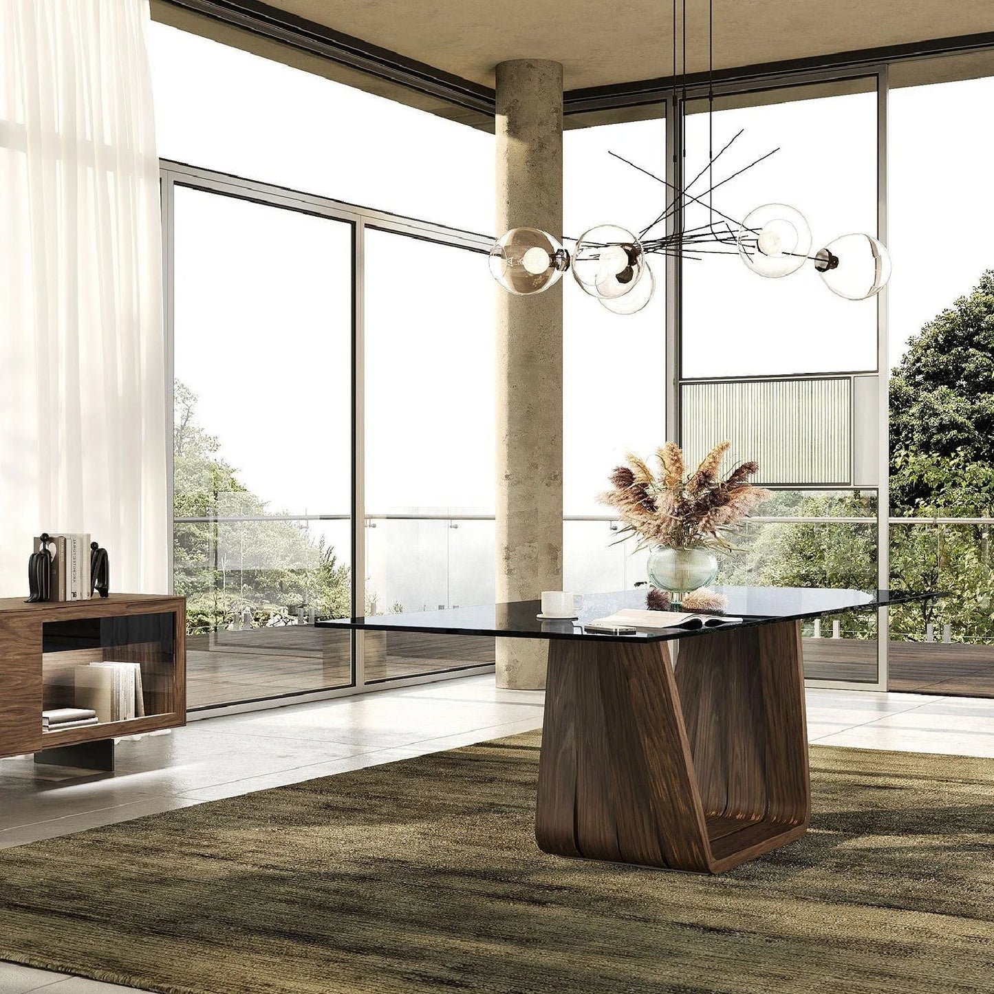 Luxury Solvang Glass Dining Table Modern Italian Style for Villa