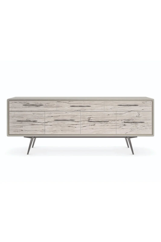 Luxury Spalted Maple 4-Door Sideboard European Style for Villa