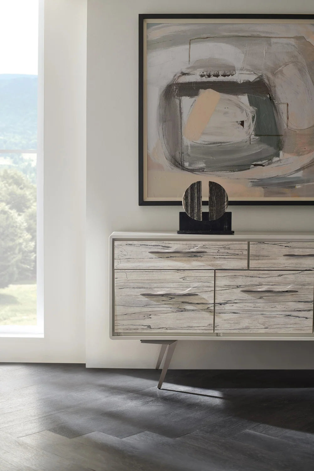 Luxury Spalted Maple 4-Door Sideboard European Style for Villa