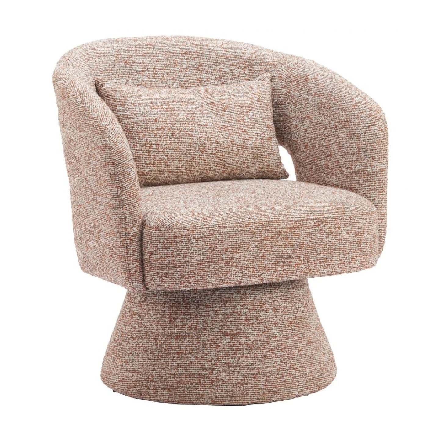 Luxury Speckled Brown Shearling Swivel Chair Modern Italian Style for Villa