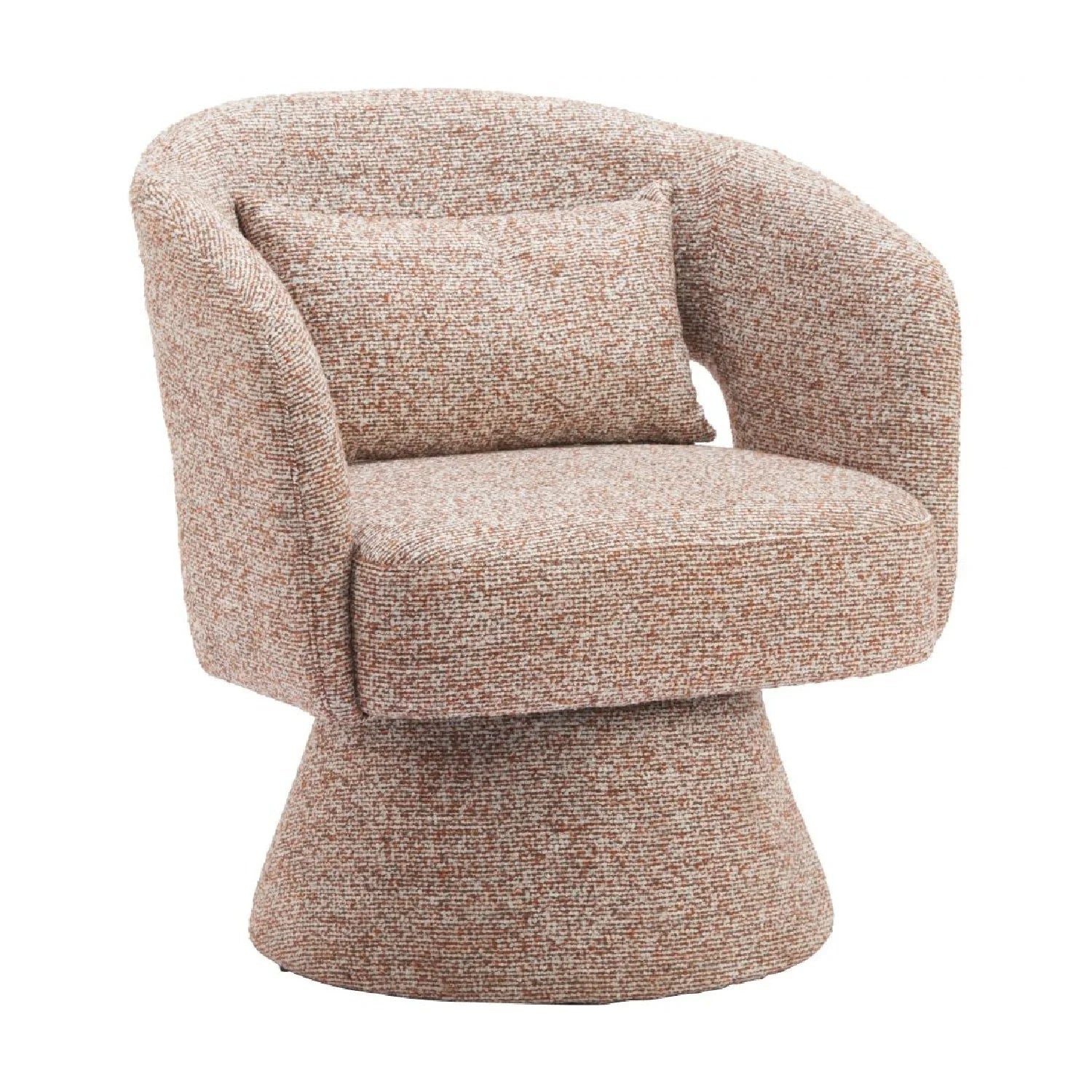 Luxury Speckled Brown Shearling Swivel Chair Modern Italian Style for Villa