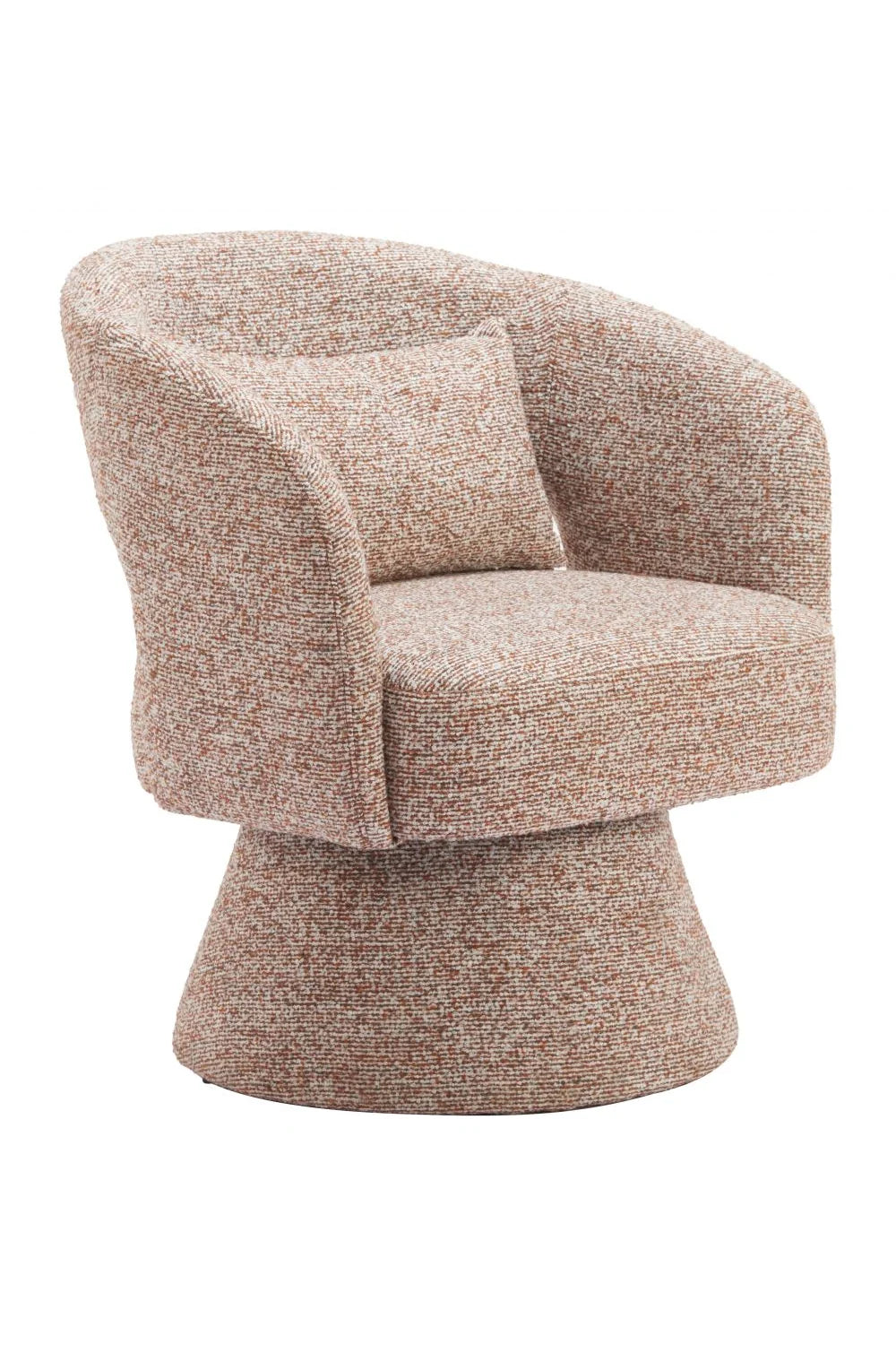 Luxury Speckled Brown Shearling Swivel Chair Modern Italian Style for Villa