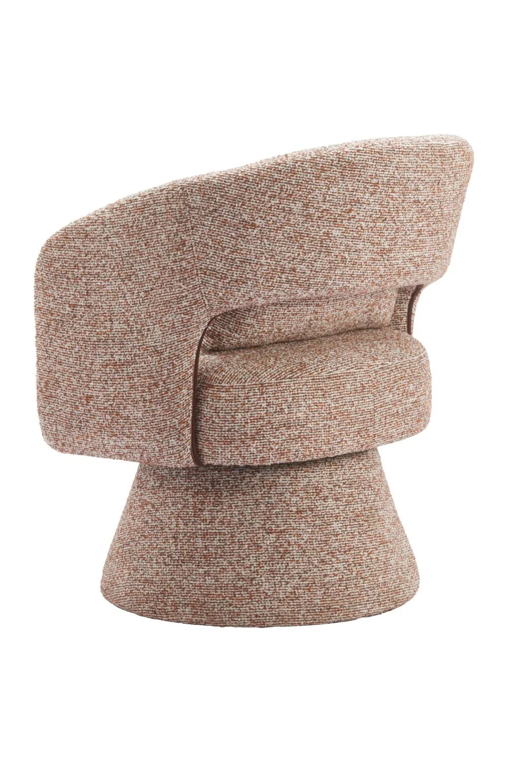 Luxury Speckled Brown Shearling Swivel Chair Modern Italian Style for Villa