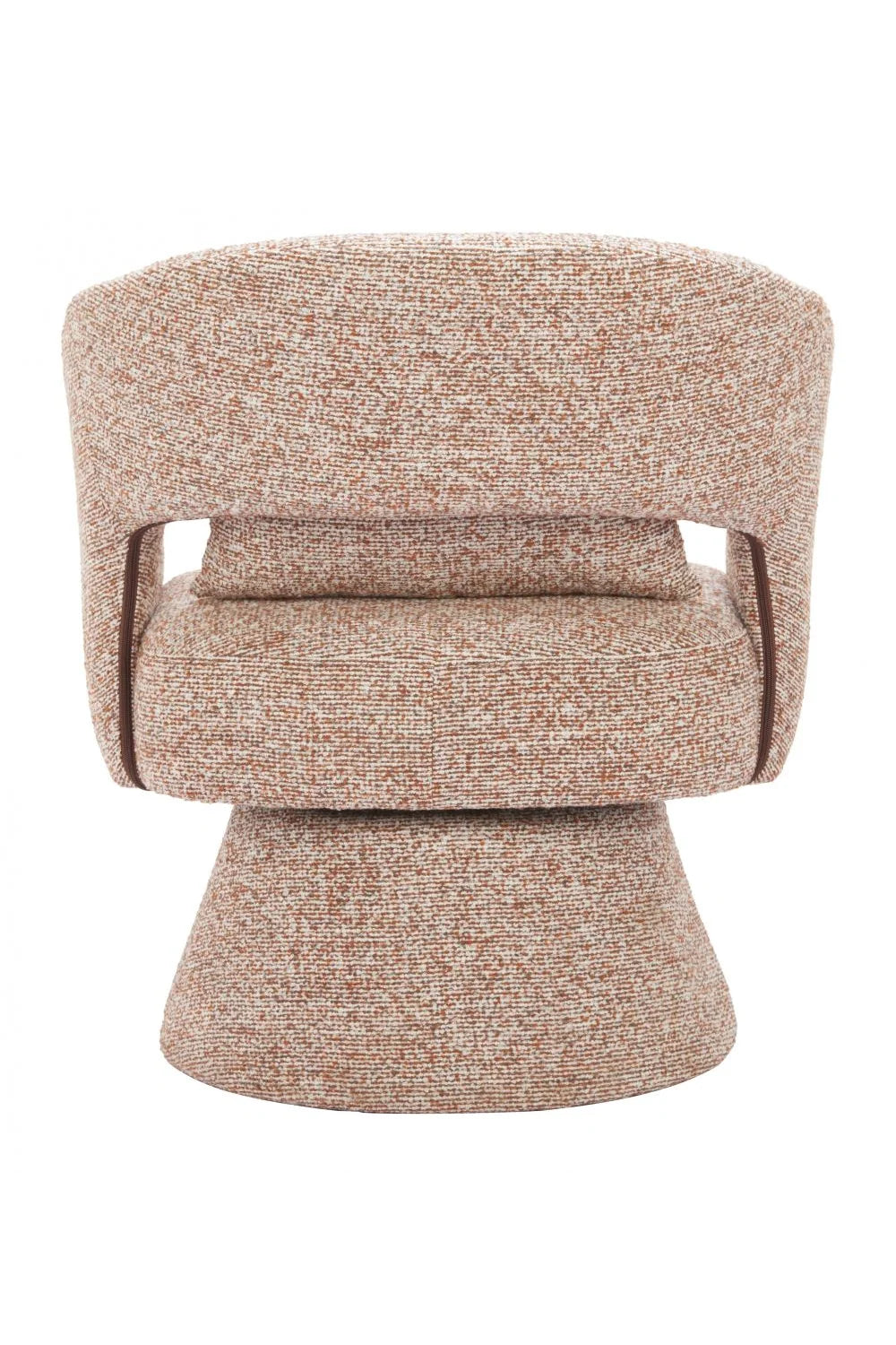 Luxury Speckled Brown Shearling Swivel Chair Modern Italian Style for Villa