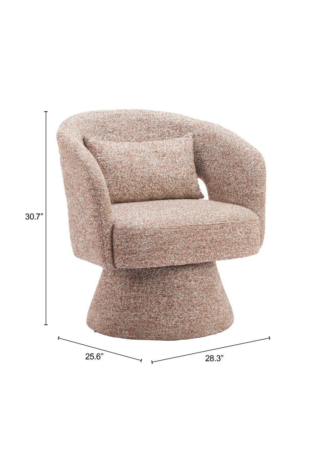 Luxury Speckled Brown Shearling Swivel Chair Modern Italian Style for Villa