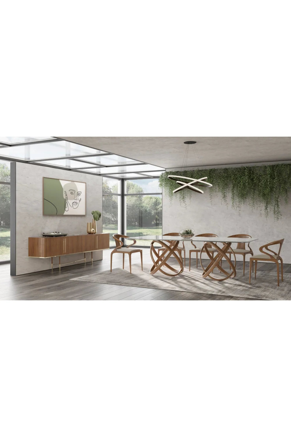 Luxury Spherical Base Rectangular Dining Table Modern Italian Style for Villa