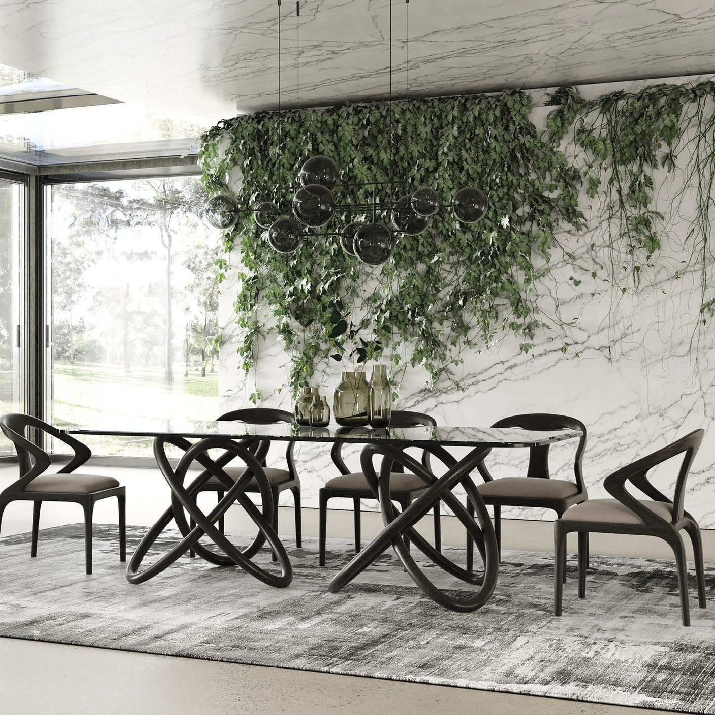 Luxury Spherical Base Rectangular Dining Table Modern Italian Style for Villa