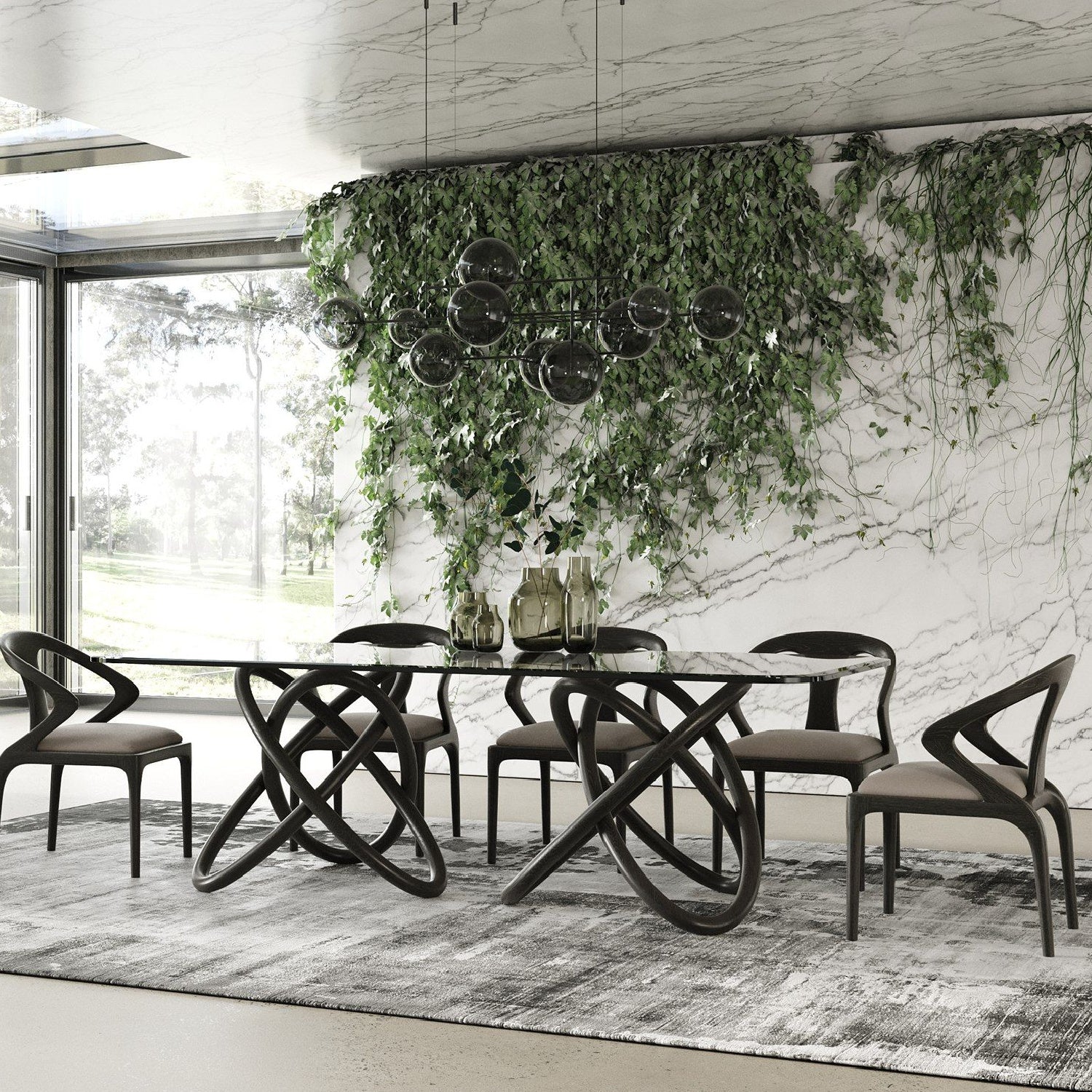 Luxury Spherical Base Rectangular Dining Table Modern Italian Style for Villa