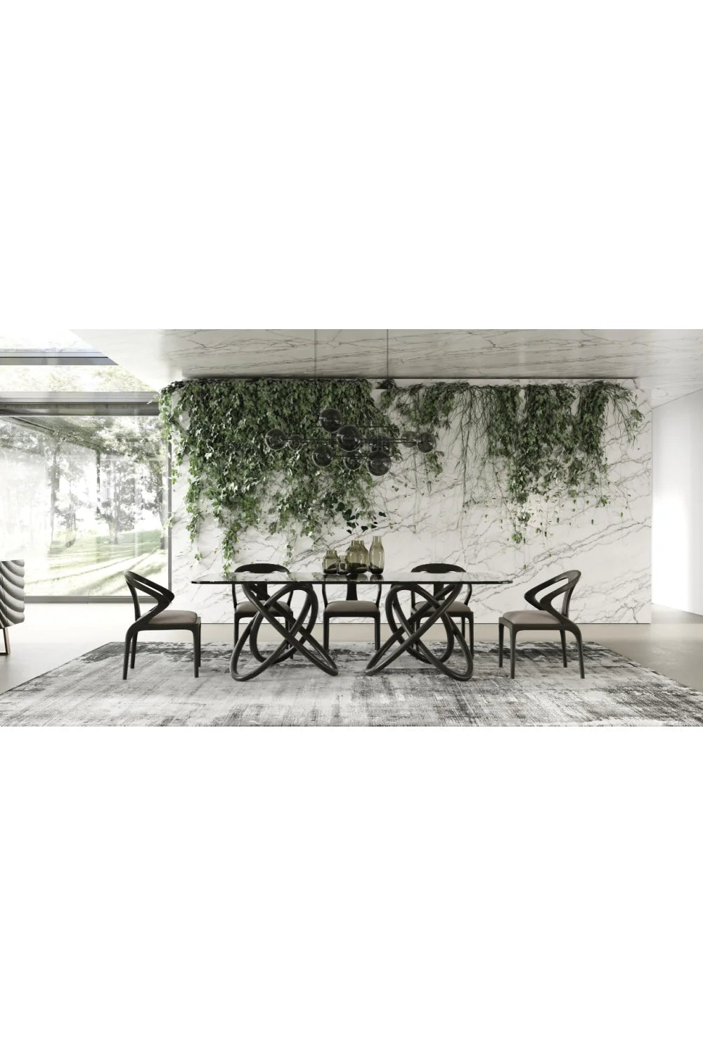 Luxury Spherical Base Rectangular Dining Table Modern Italian Style for Villa