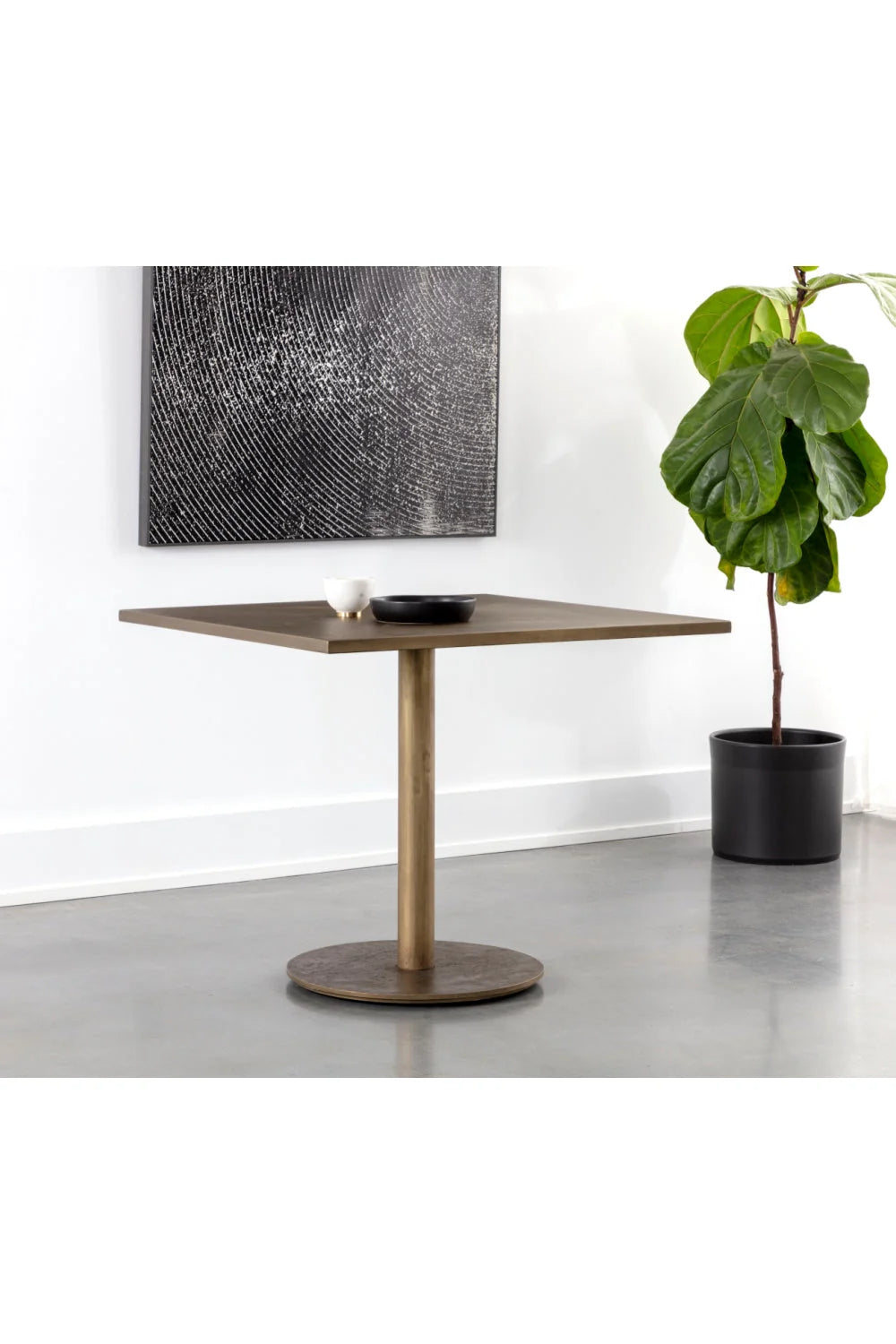 Luxury Square Antique Brass Bistro Table Modern Italian Style for Villa