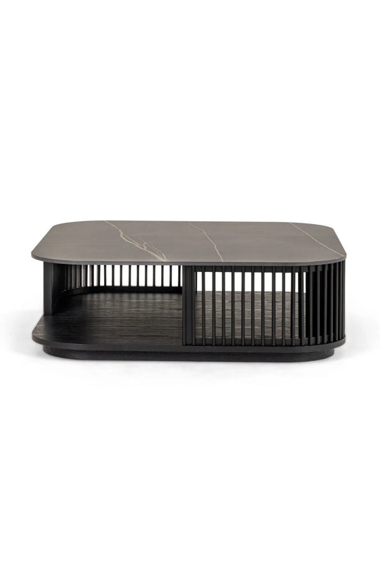Luxury Square Black Ceramic Coffee Table Modern Italian Style for Villa