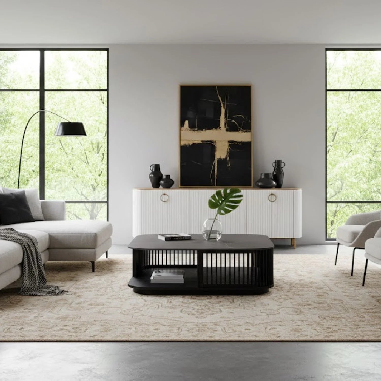 Luxury Square Black Ceramic Coffee Table Modern Italian Style for Villa