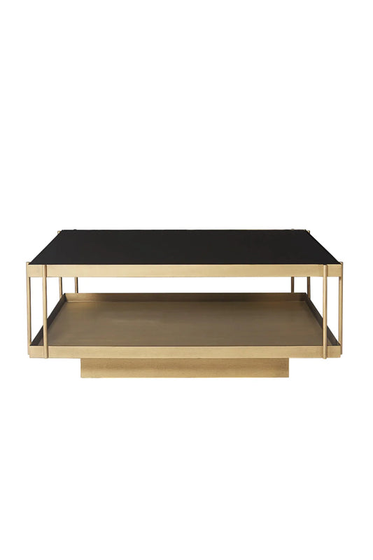 Luxury Square Black Glass Coffee Table Modern Italian Style for Villa