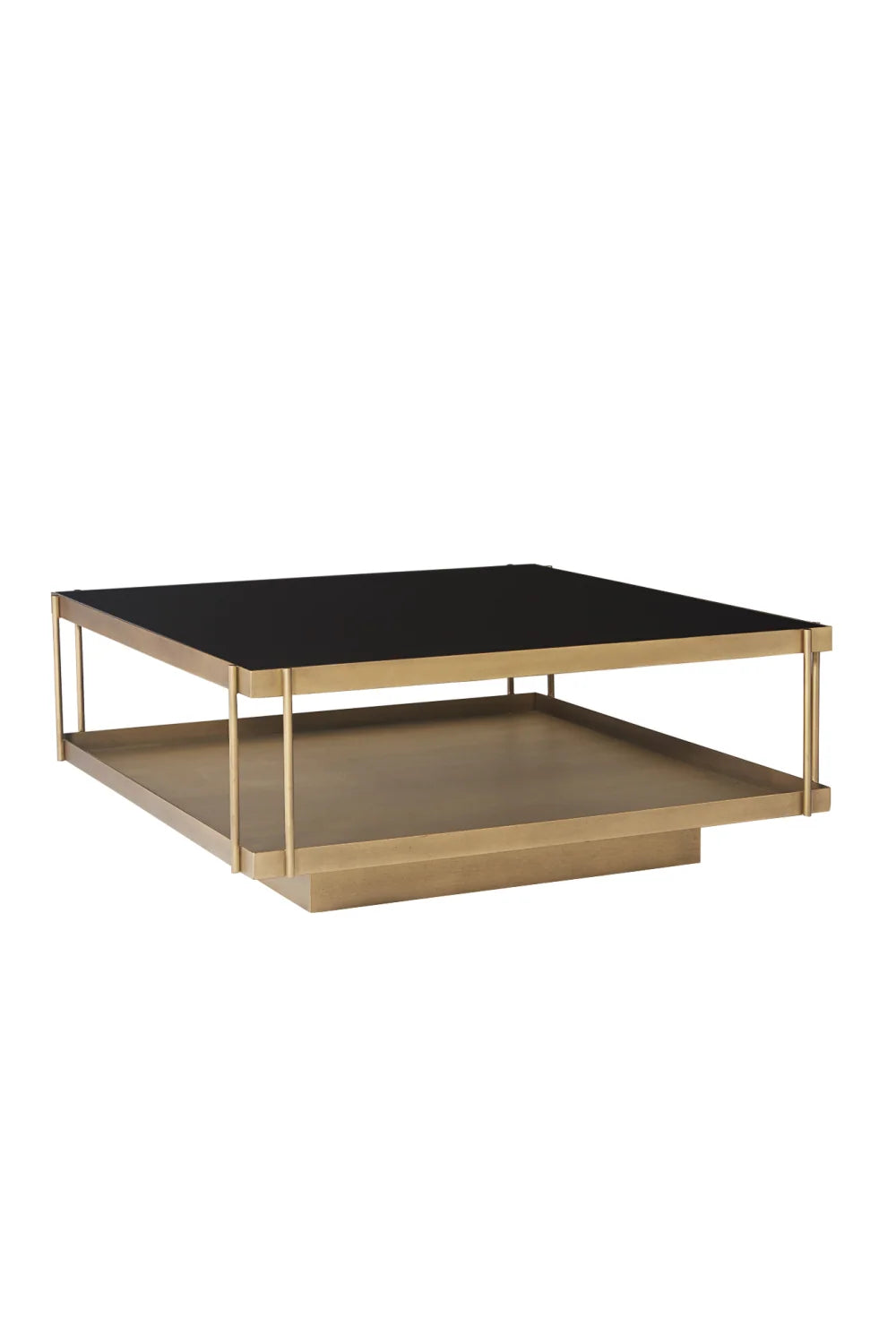 Luxury Square Black Glass Coffee Table Modern Italian Style for Villa