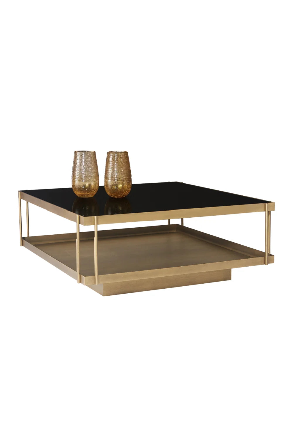 Luxury Square Black Glass Coffee Table Modern Italian Style for Villa