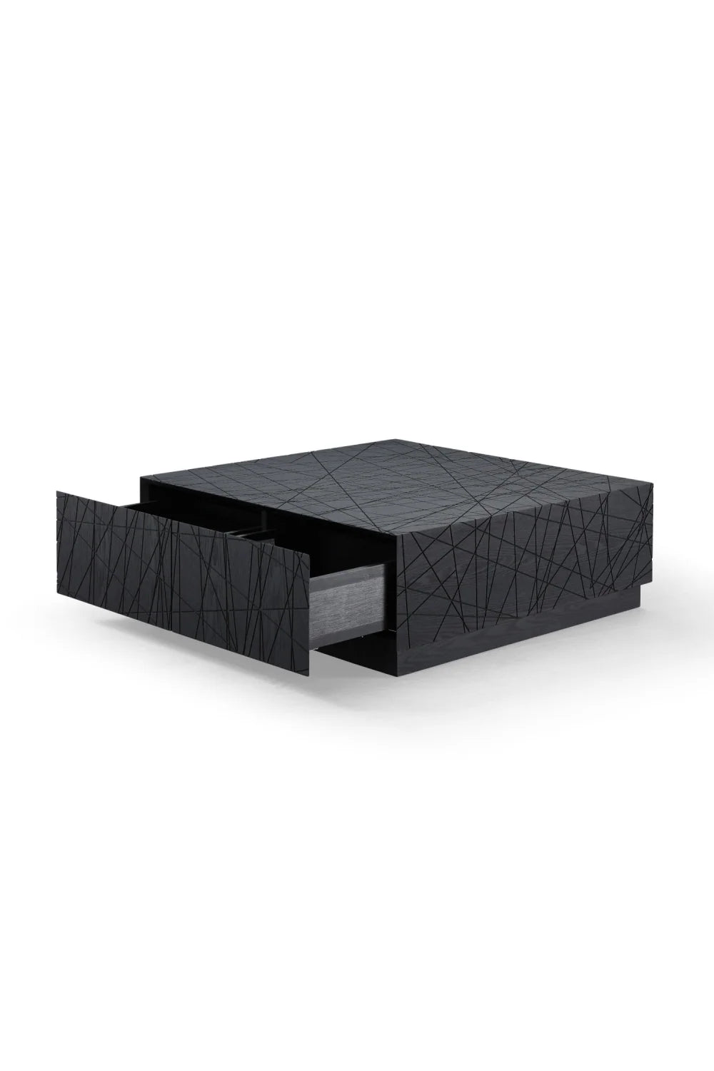 Luxury Square Black Oak Coffee Table Modern Italian Style for Villa