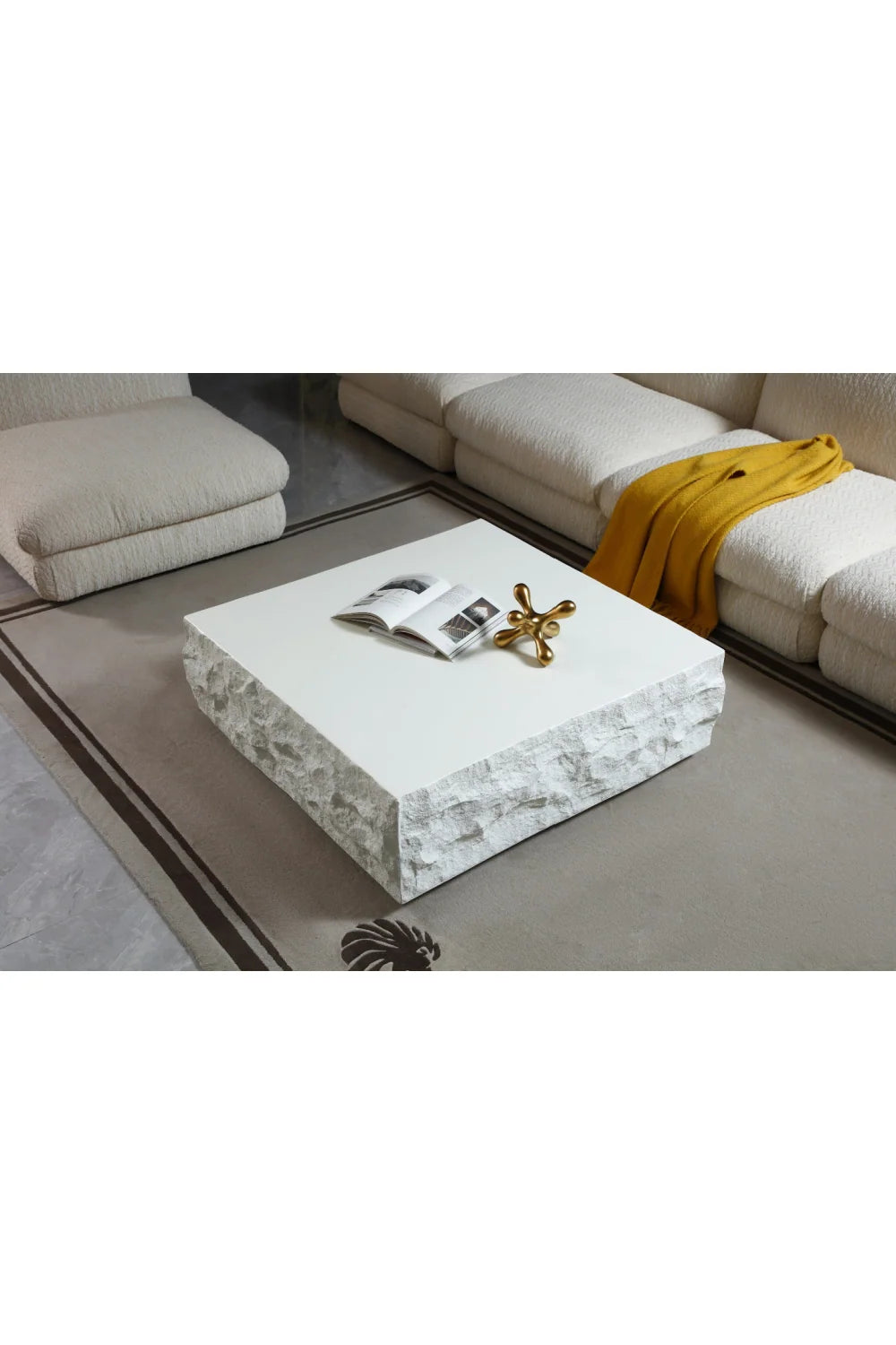 Luxury Square Fiberglass Coffee Table Modern Italian Style for Villa