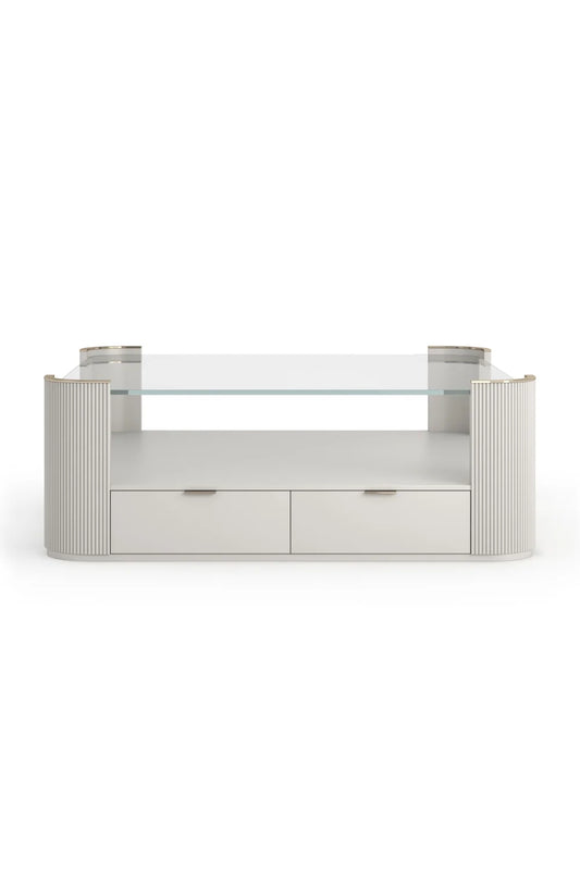 Luxury Square Glass Coffee Table Modern Italian Style for Villa