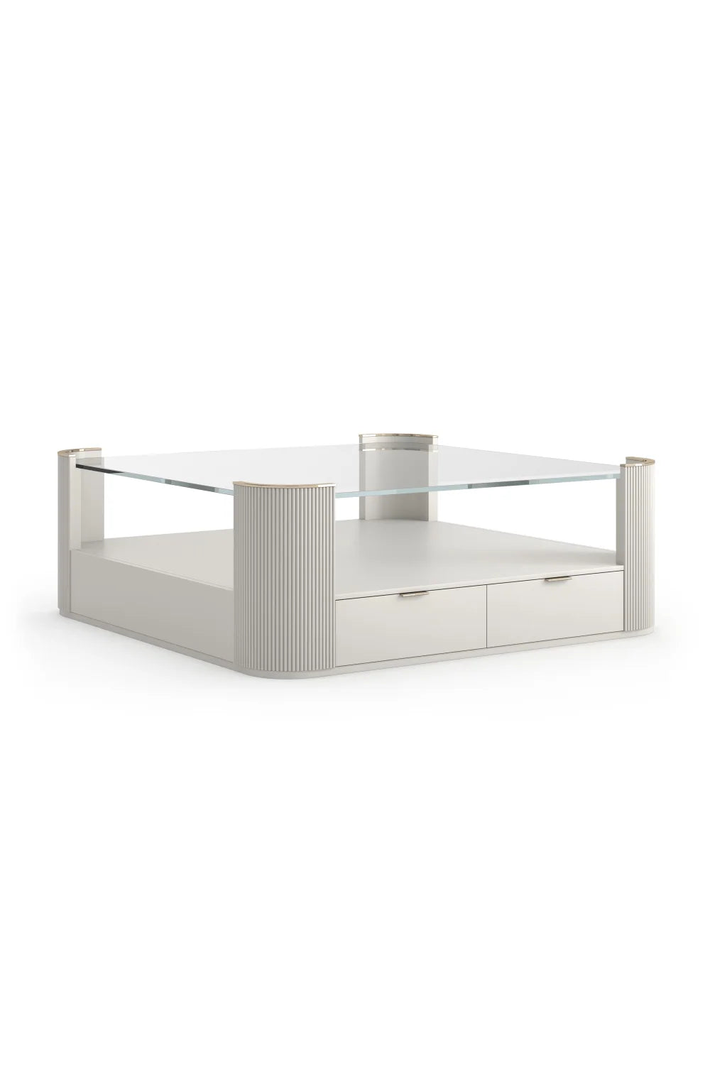 Luxury Square Glass Coffee Table Modern Italian Style for Villa