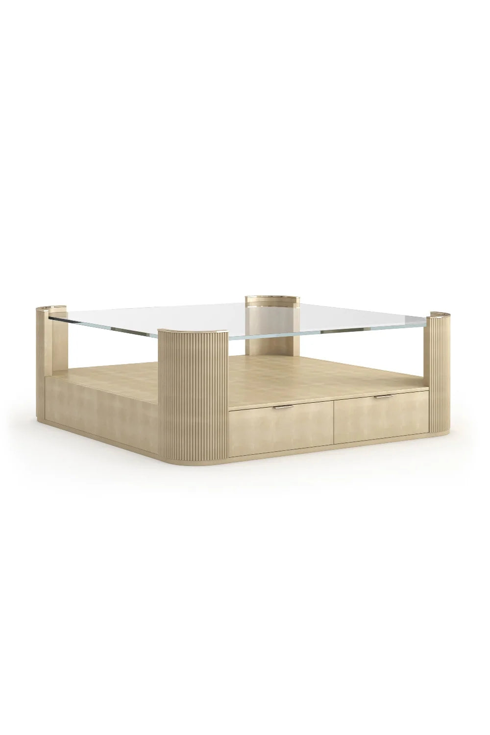 Luxury Square Glass Coffee Table Modern Italian Style for Villa