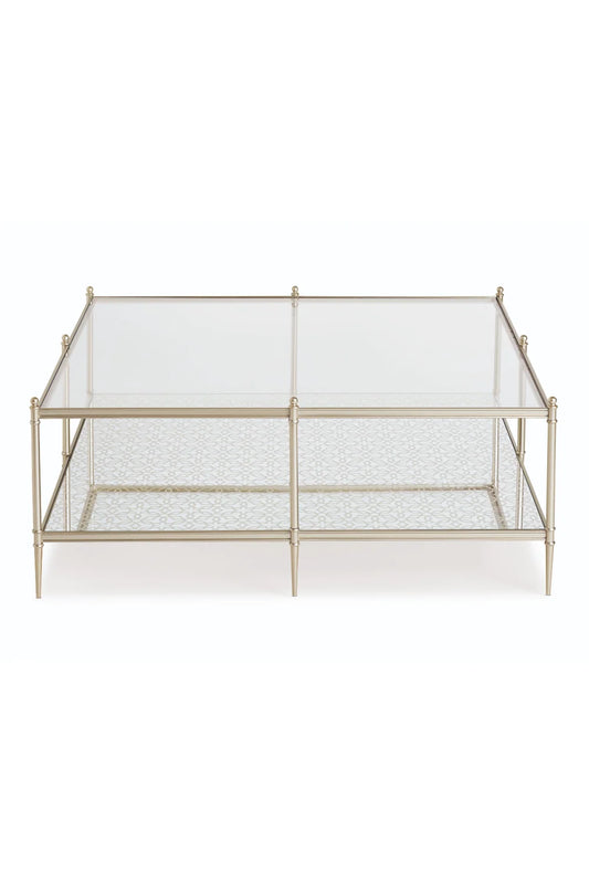 Luxury Square Glass Metal Cocktail Table Modern Italian Style for Villa