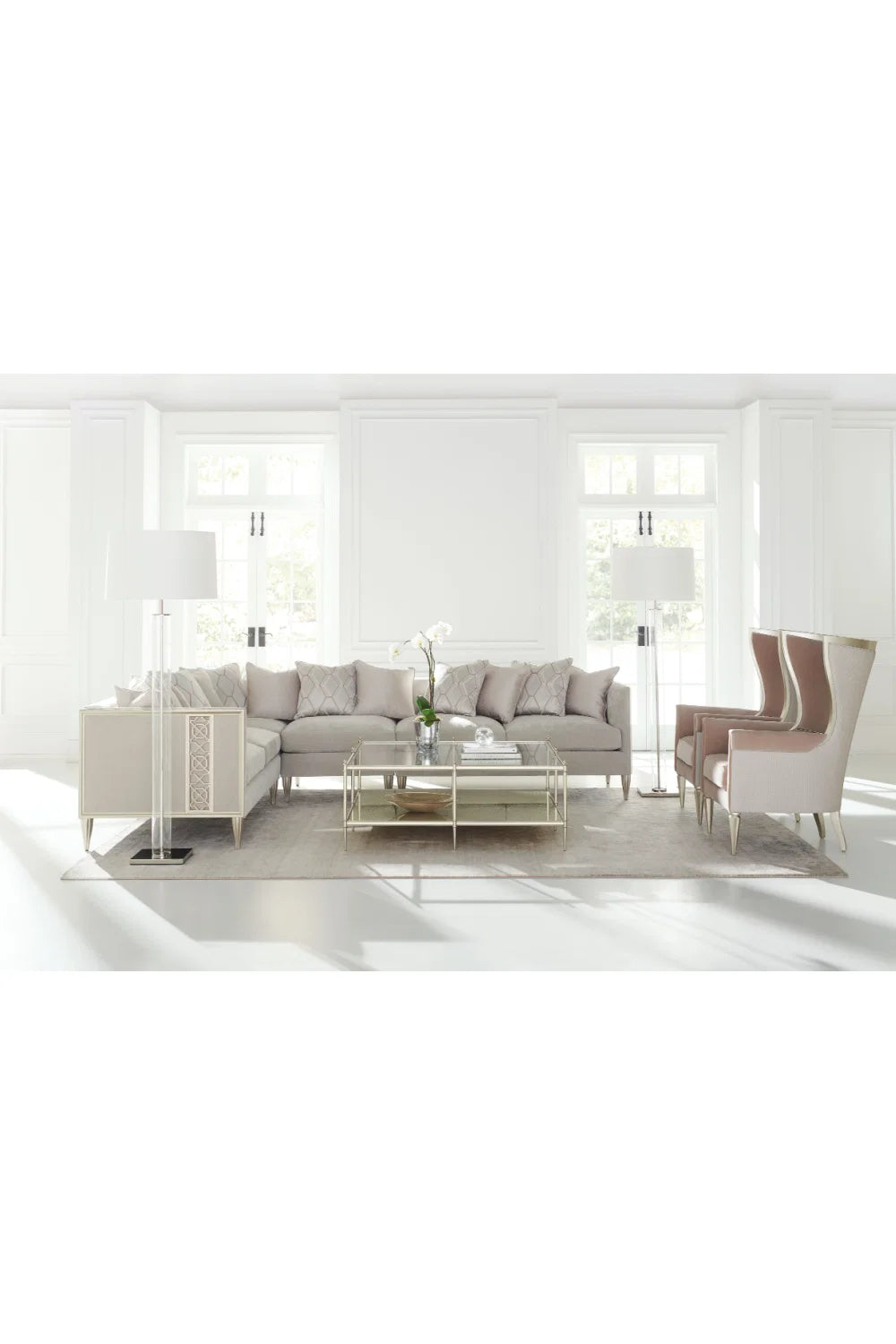 Luxury Square Glass Metal Cocktail Table Modern Italian Style for Villa